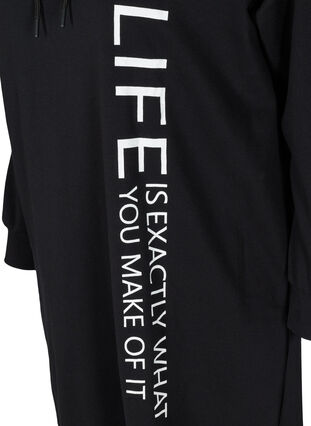 Lang sweatshirt met capuchon en print, Black, Packshot image number 3