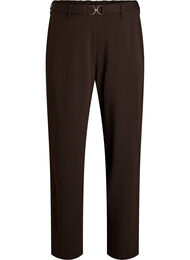 High-waisted broek met riemdetail en gouden gesp, Bruin