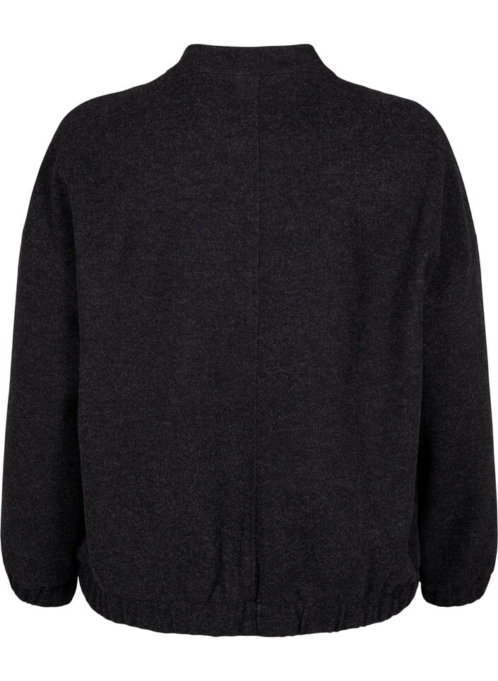 Wol-look bomberjack met zakken, Dark Grey Melange, Packshot image number 1