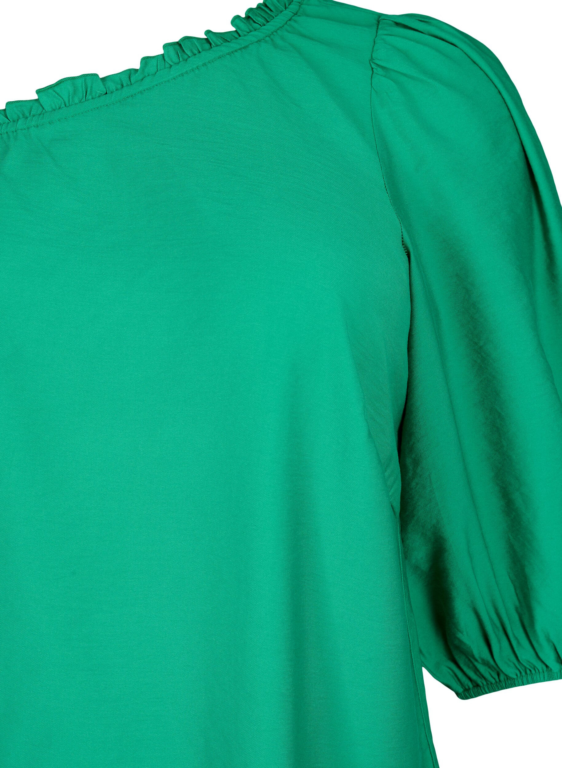 Zizzi One-shoulder blouse in viscose, Groen, Packshot image number 2