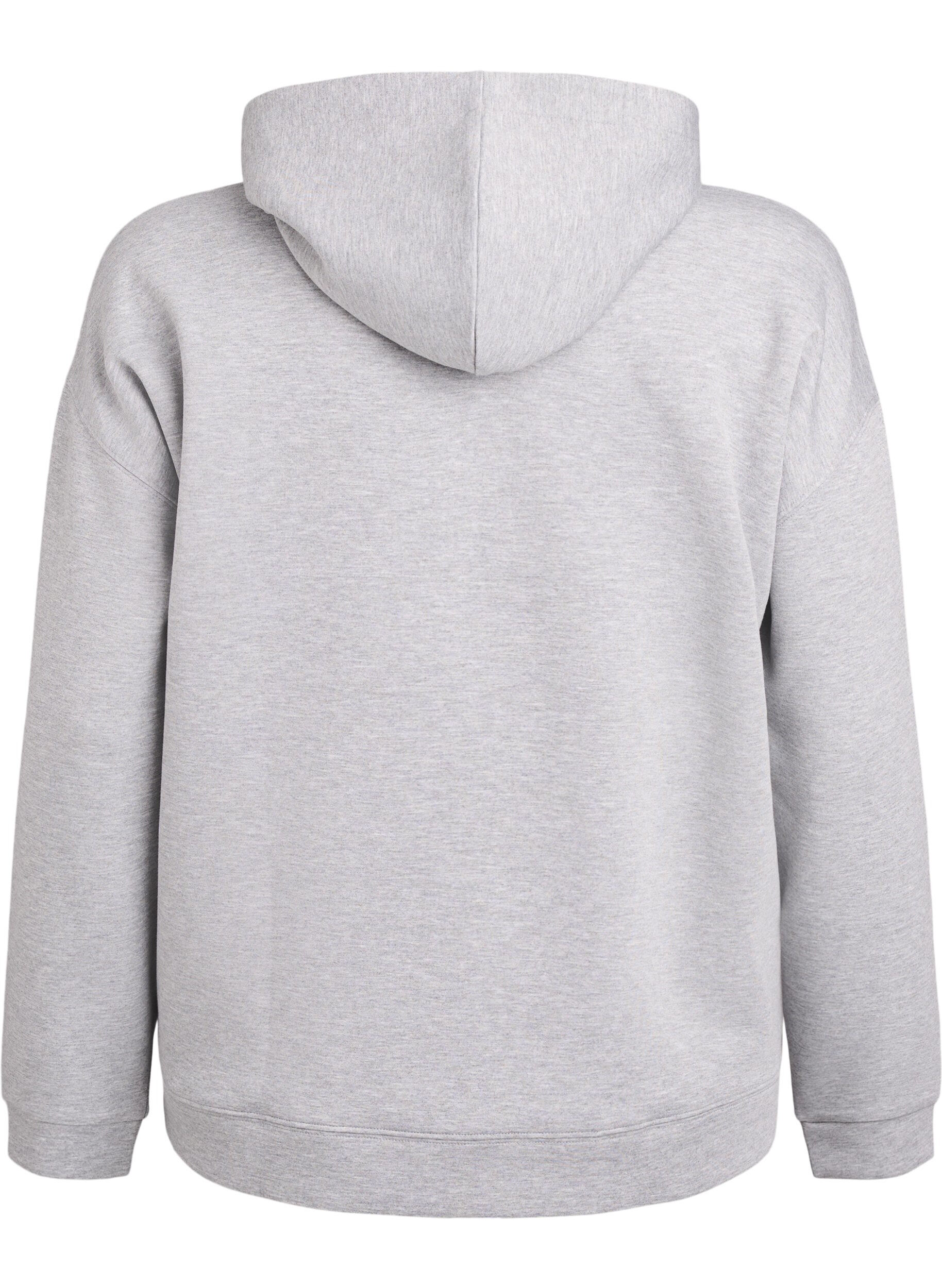 Zizzi Scuba-hoodie met rits en zakken, Grijs, Packshot image number 1