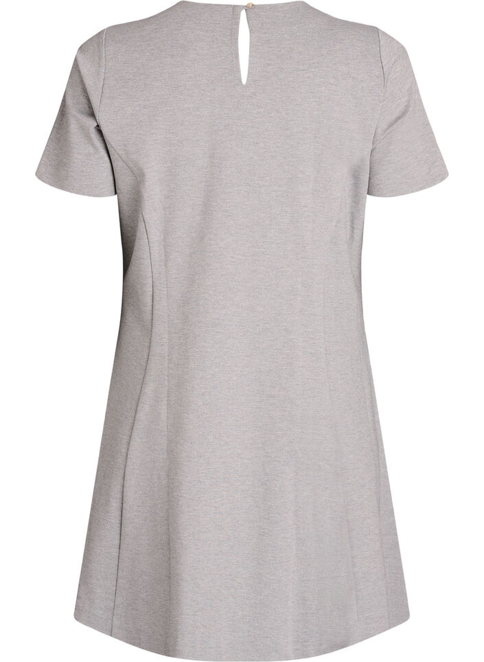 Jersey jurk met korte mouwen en A-lijn., Grijs, Packshot image number 1