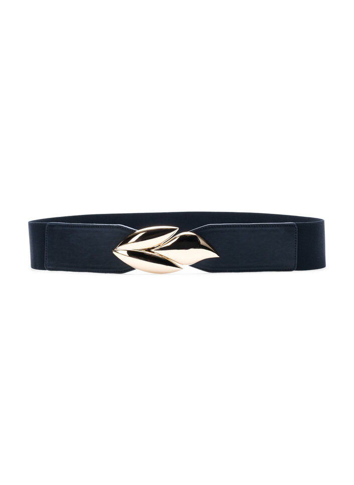 Elastische tailleband met goudkleurige gesp, Black w. Gold Buckle, Packshot image number 0