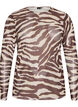 Mesh blouse met print, Bruin, Packshot image number 0