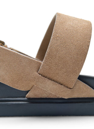 Sandaal met brede pasvorm in suède, Brown, Model image number 0