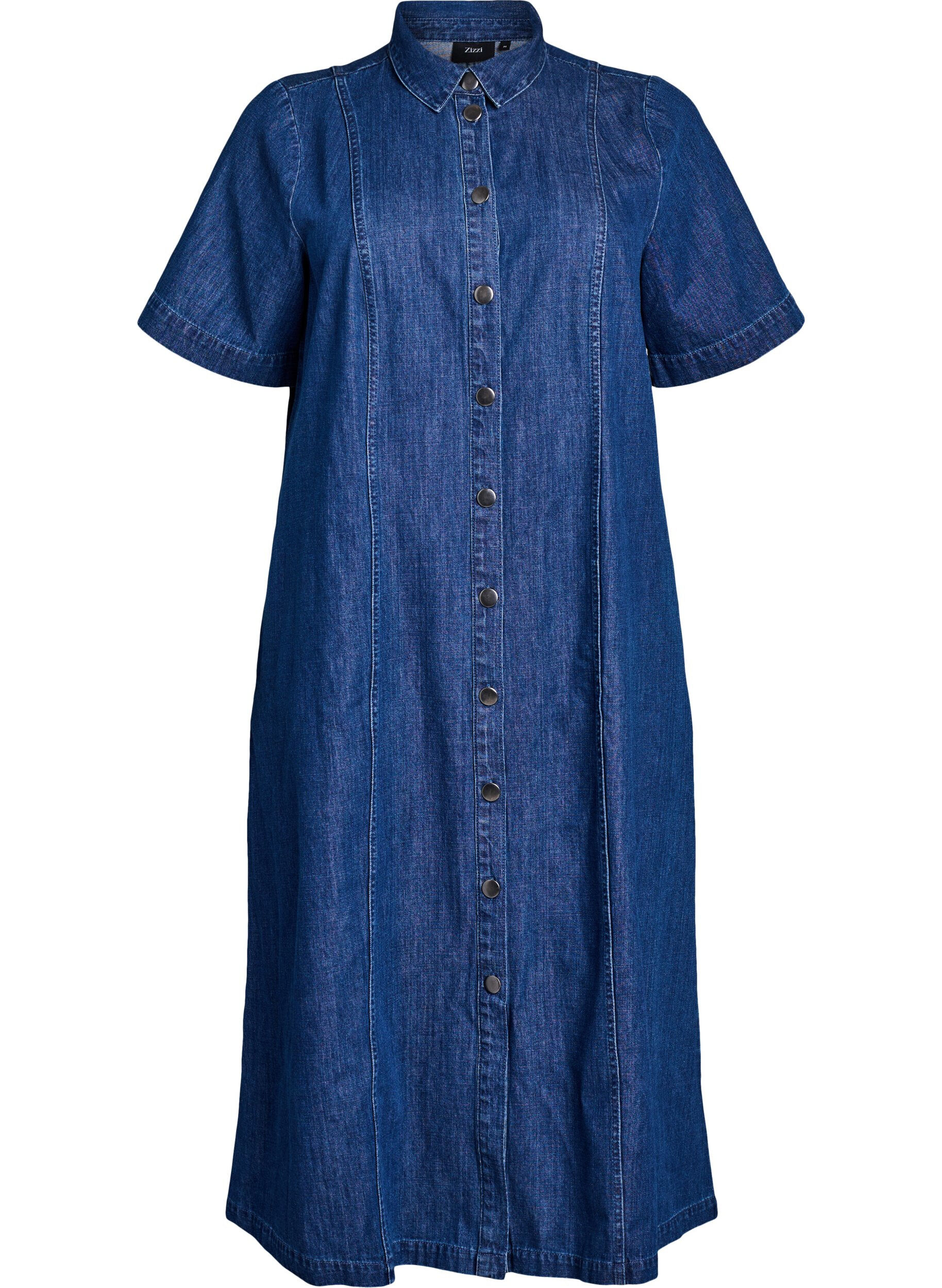 Halflange denim overhemdjurk