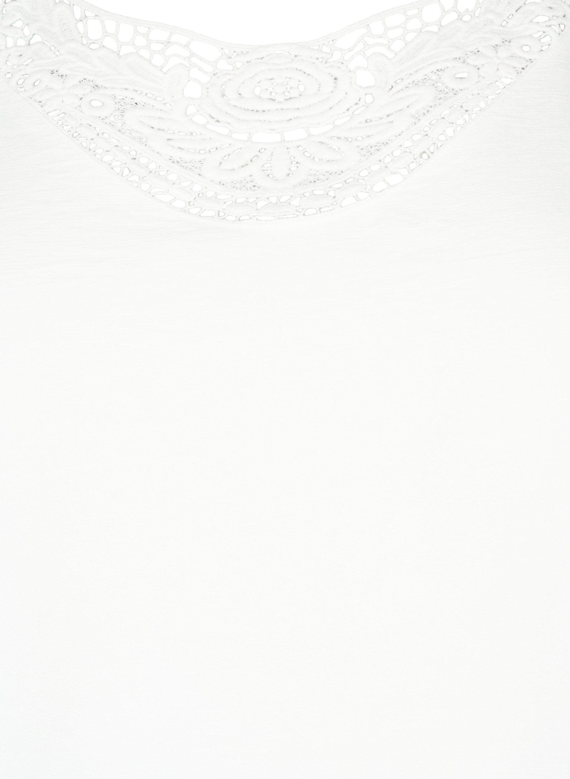 Zizzi Blouse van viscose met gehaakt detail, Bright White, Packshot image number 2