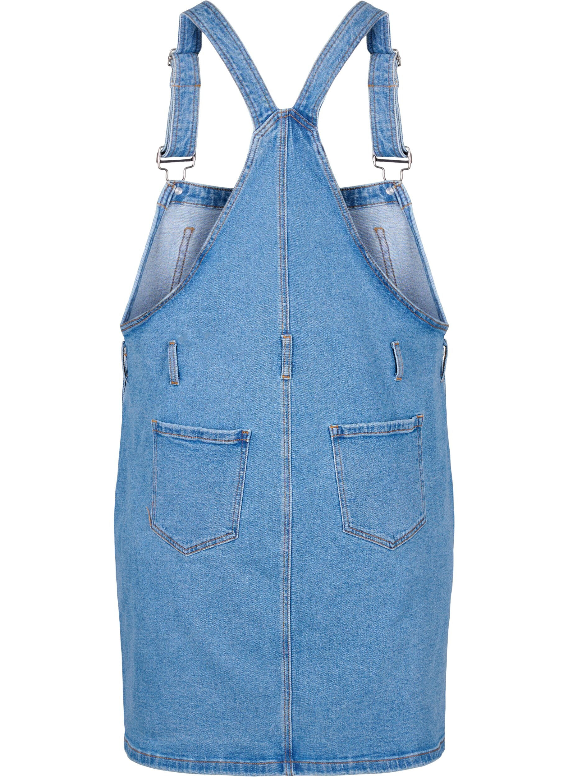 Zizzi Denim overall jurk, Blauw, Packshot image number 1
