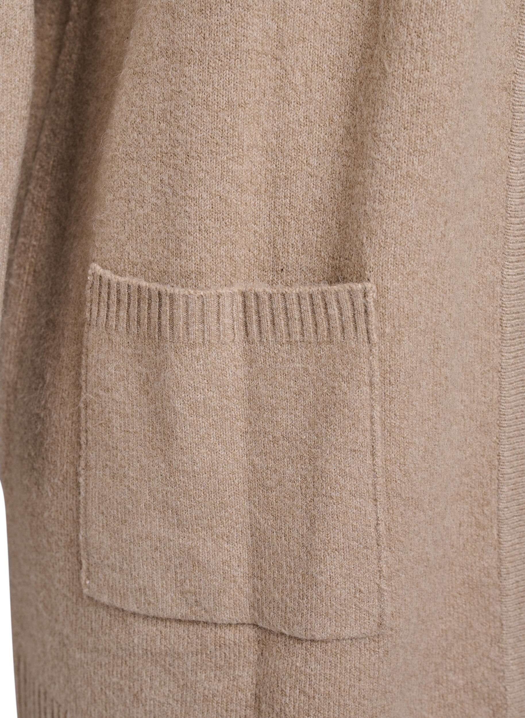 Zizzi Geribd gebreid vest met zakken, Beige, Packshot image number 3
