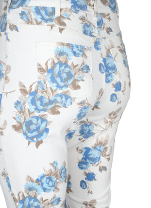 Amy capri jeans met hoge taille en bloemenprint, White B.AOP, Packshot image number 3