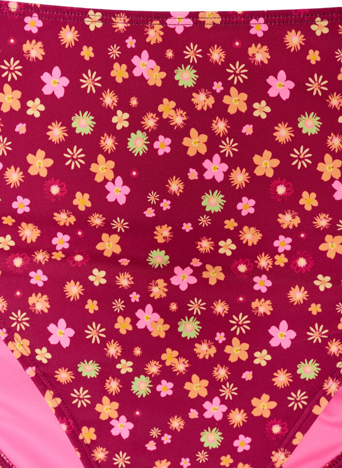 Tai bikini broekje met striksluitingen en bloemenprint, Rood, Packshot image number 2