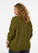 Gebreide blouse met kabelpatroon en V-hals, Groen, Model image number 2