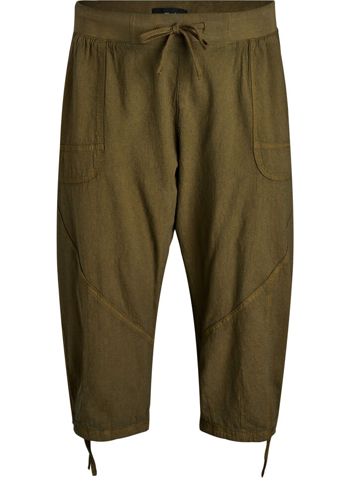 Katoenen Capri-broek, Groen, Packshot image number 0