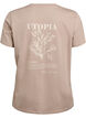 T-shirt met tekstprint en ronde hals, Bruin, Packshot image number 1