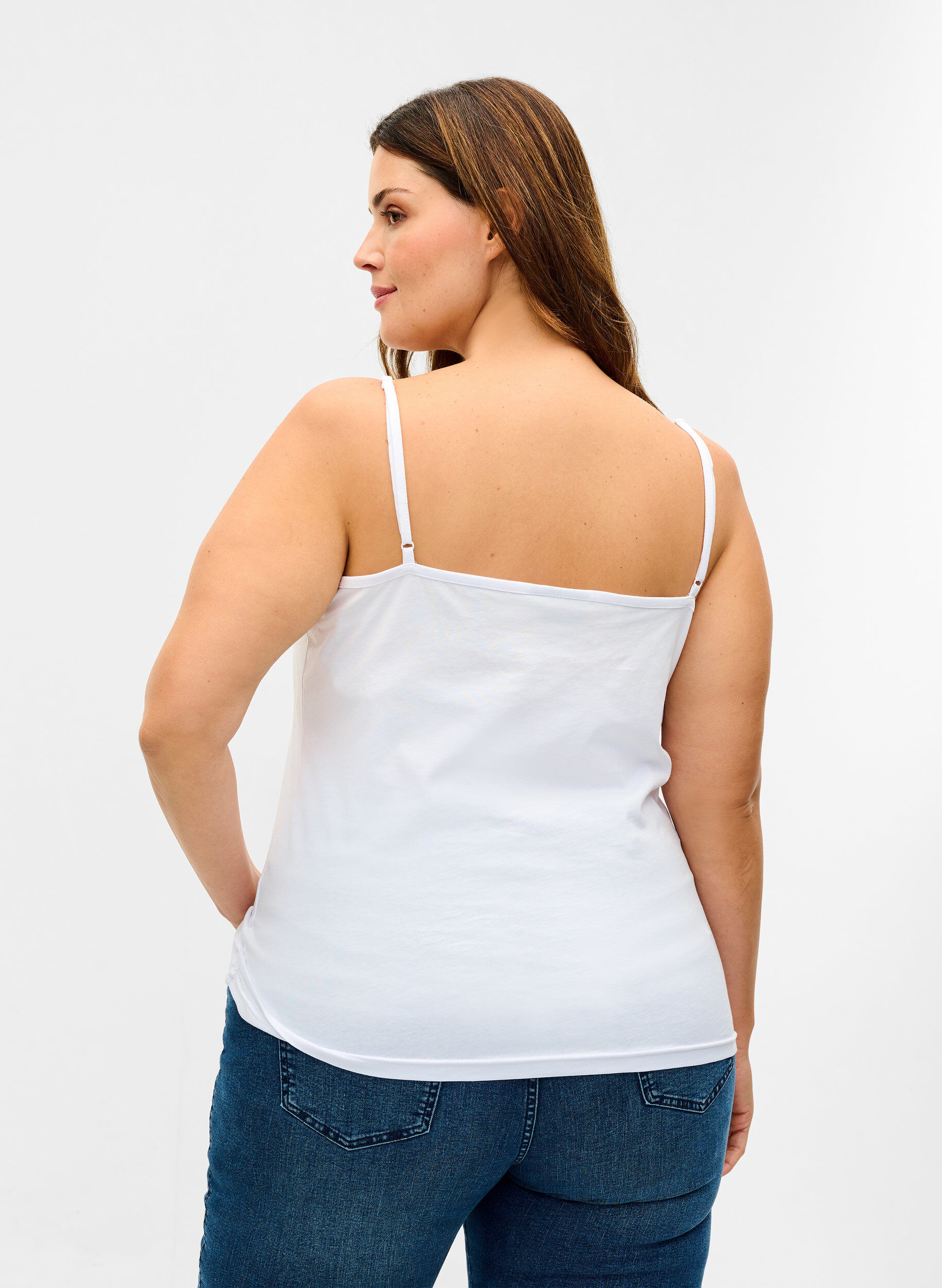 Zizzi Set van 2 basic tops in katoen, Navy B/B White, Model image number 2