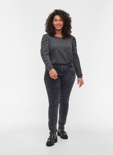 Amy jeans met hoge taille, Grey Denim, Model image number 0