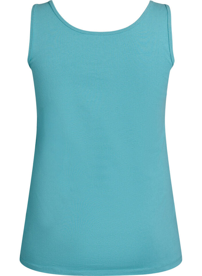 Effen gekleurd basic top in katoen, Blauw, Packshot image number 1