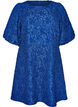 Jacquard jurk met pofmouwen en A-lijn, Blauw, Packshot image number 0