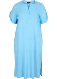 Lange blouse jurk met korte mouwen, Alaskan Blue
