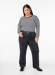 Gestreepte blouse met lange mouwen, Zwart, Model image number 1