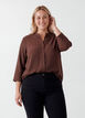 Tuniek met 3/4 mouwen, Bruin, Model image number 0