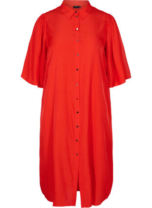 Blouse jurk met 3/4 mouwen, Fiery Red, Packshot image number 0