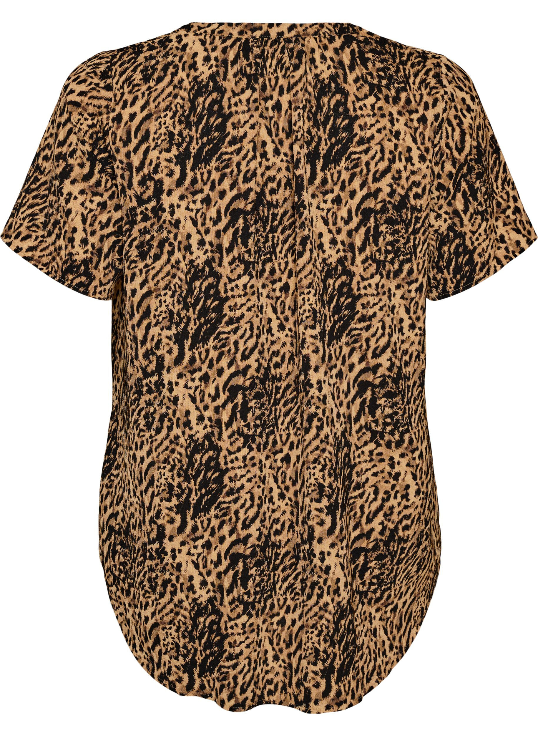 ZizziBlouse met korte mouwen en v-halslijn, Bruin, Packshot image number 1