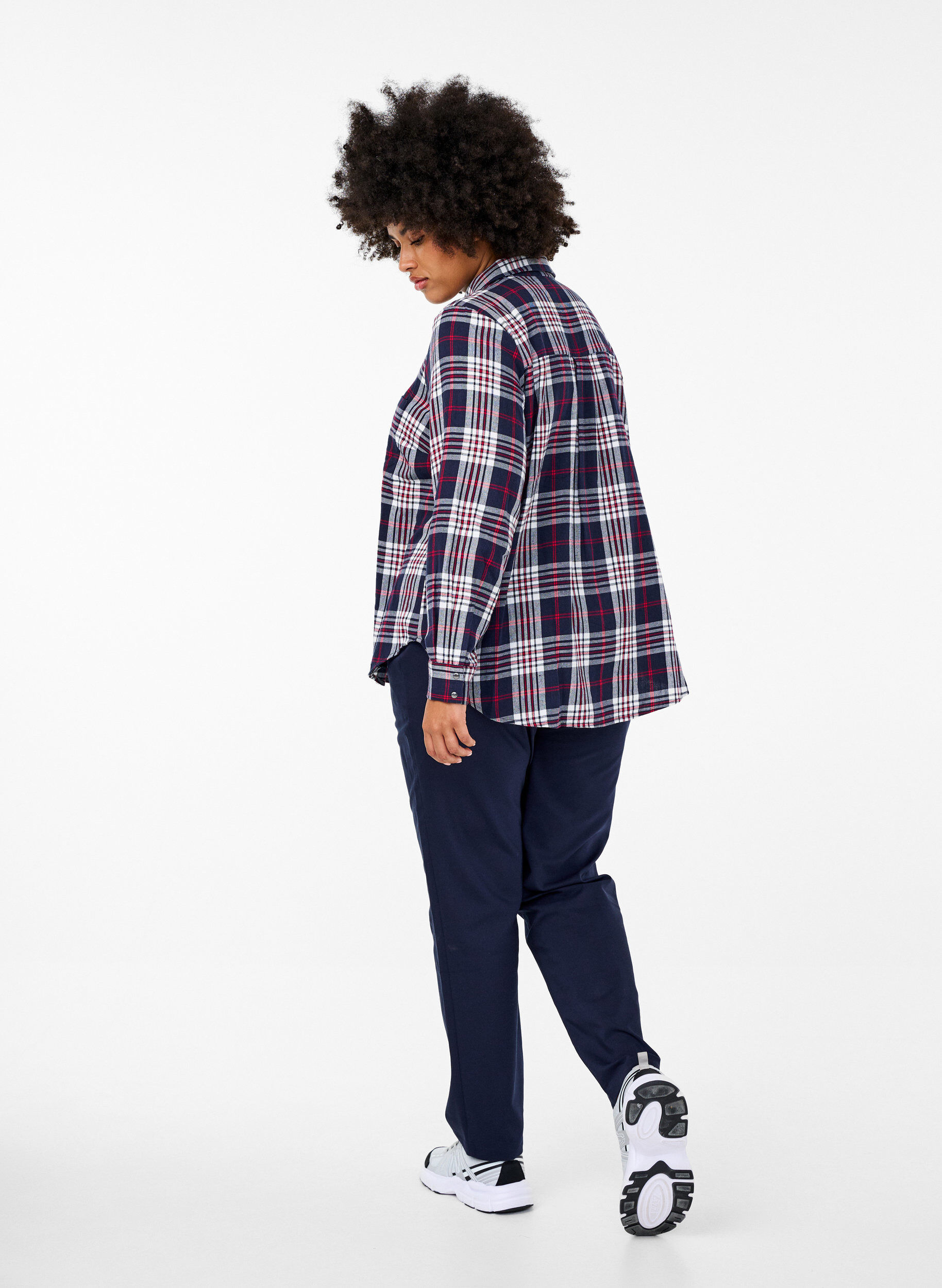 Zizzi Straight fit broek met een hoge taille, Blauw, Model image number 1