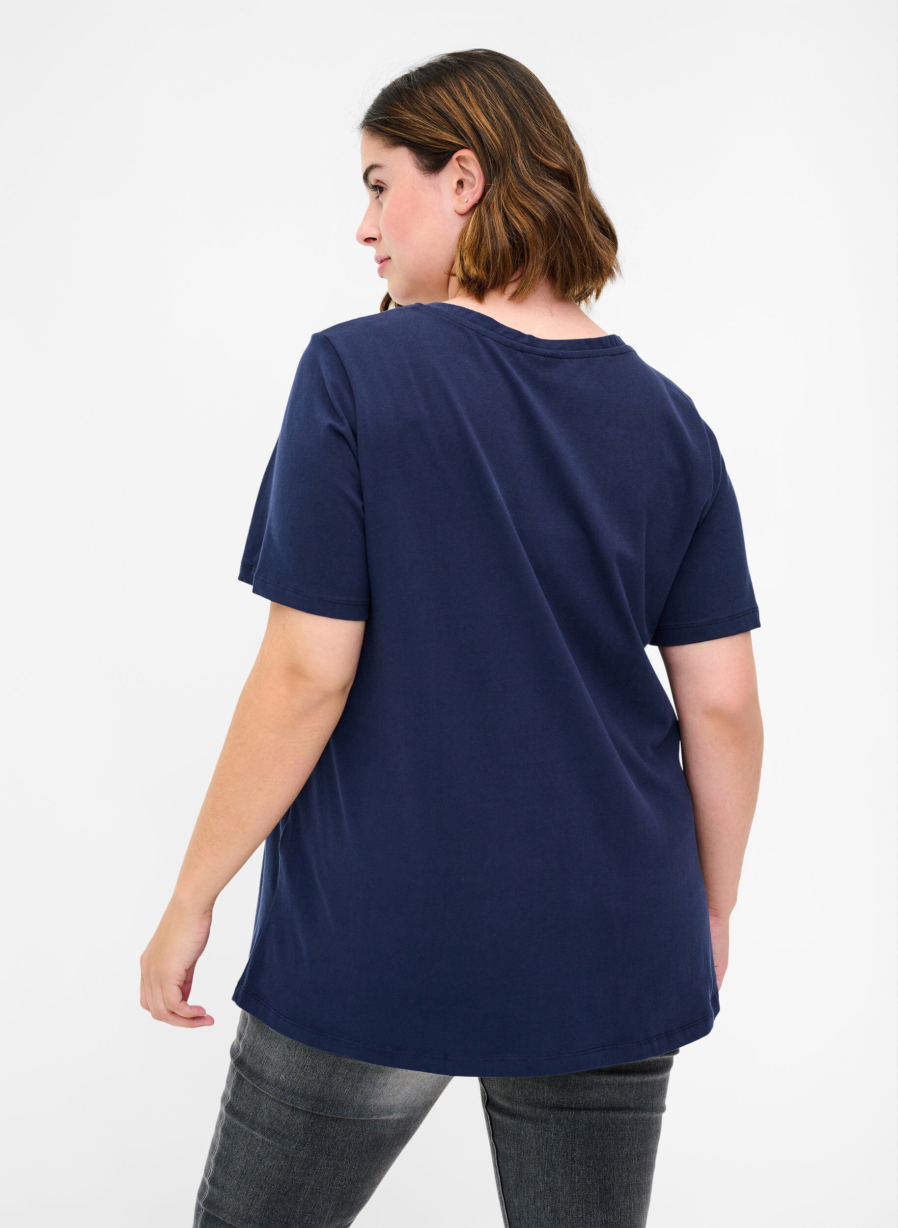 Zizzi Basic t-shirt, Blauw, Model image number 2