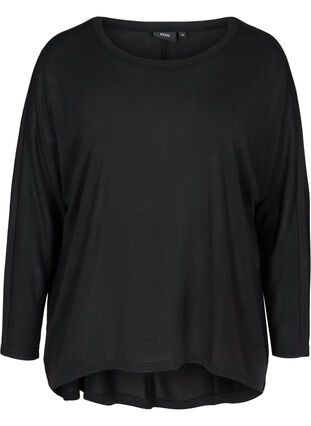 Effen blouse met lange mouwen, Black, Packshot image number 0