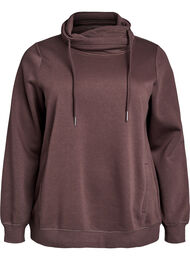Sweatshirt met hoge kraag en zakken, Bruin