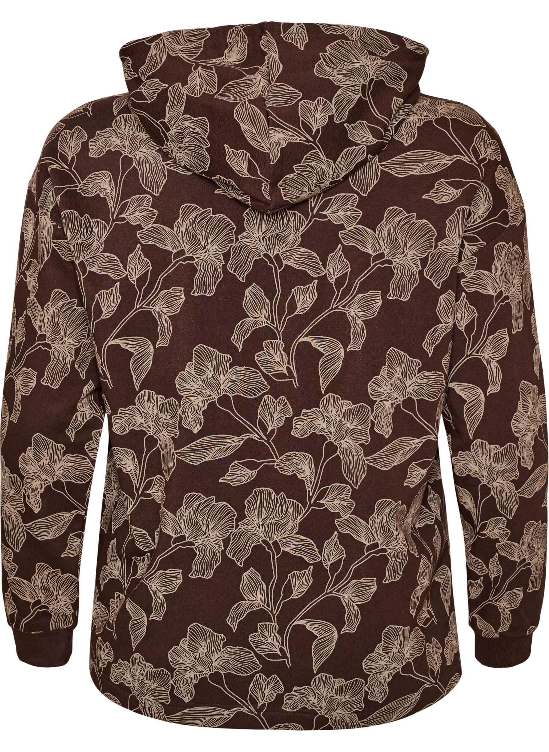 ZizziHoodie met all-overprint, Bruin, Packshot image number 1