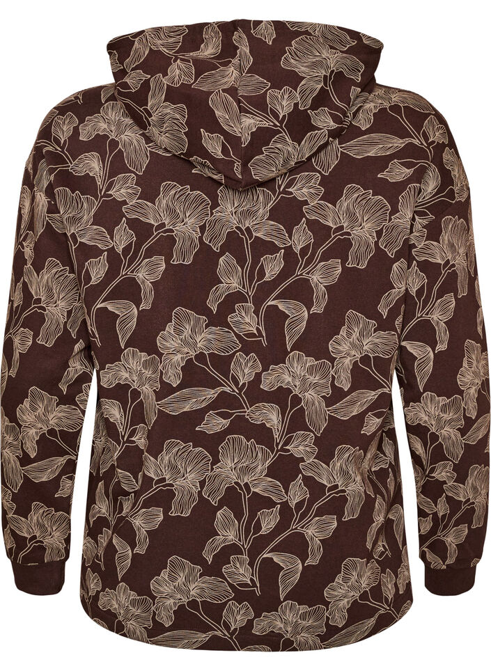 Hoodie met all-overprint, Bruin, Packshot image number 1