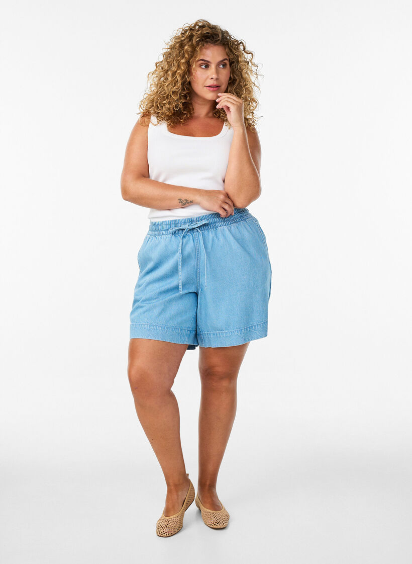 Rib top met vierkante halslijn, Wit, Model image number 1