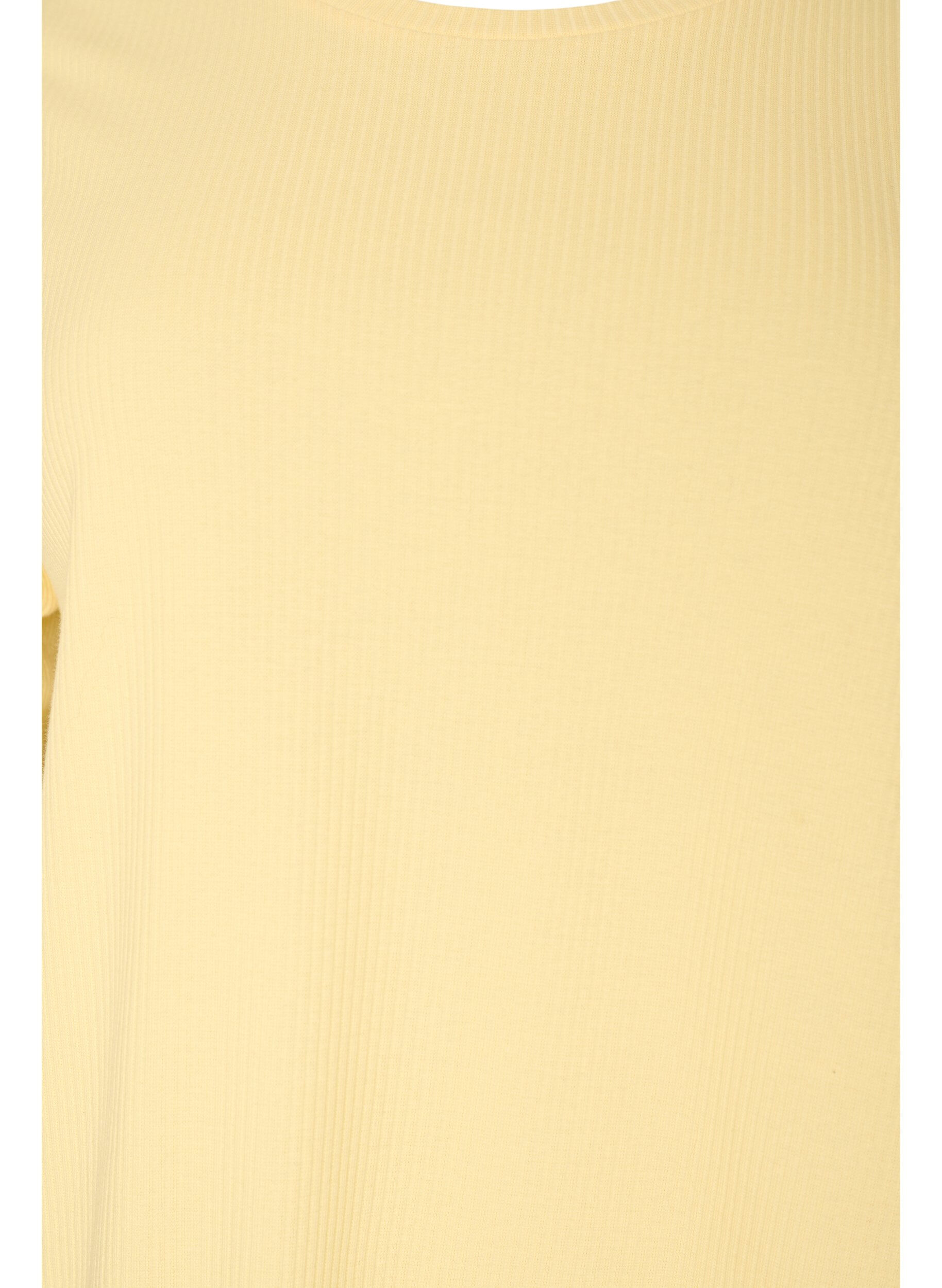 ZizziGeribde jersey blouse met korte mouwen, Geel, Packshot image number 2