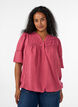 Viscose blouse met plooien en balloneffect, Roze, Model image number 0