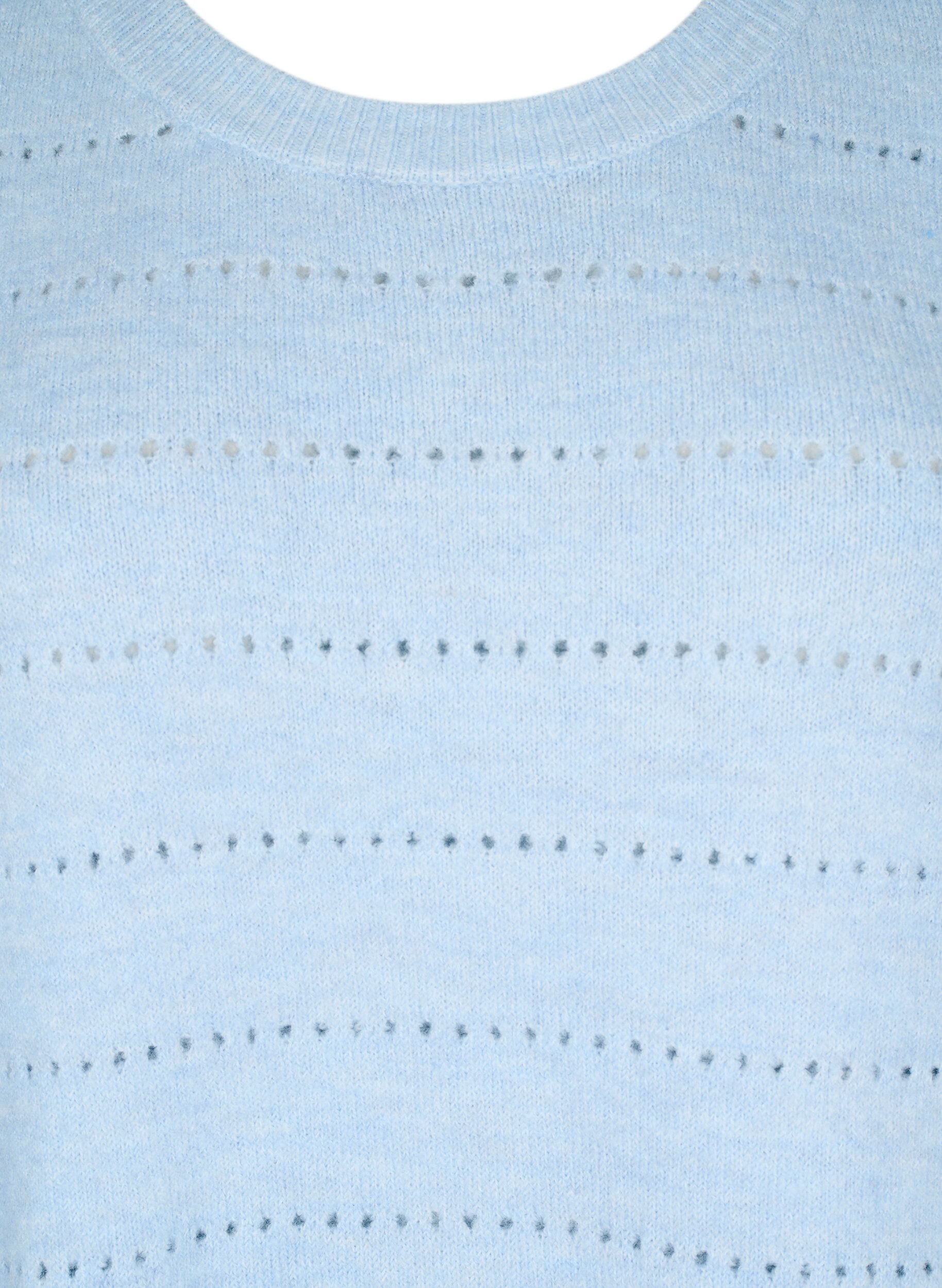 Zizzi Gebreide jurk met splitjes en kantpatroon, Cashmere Blue Mel., Packshot image number 2