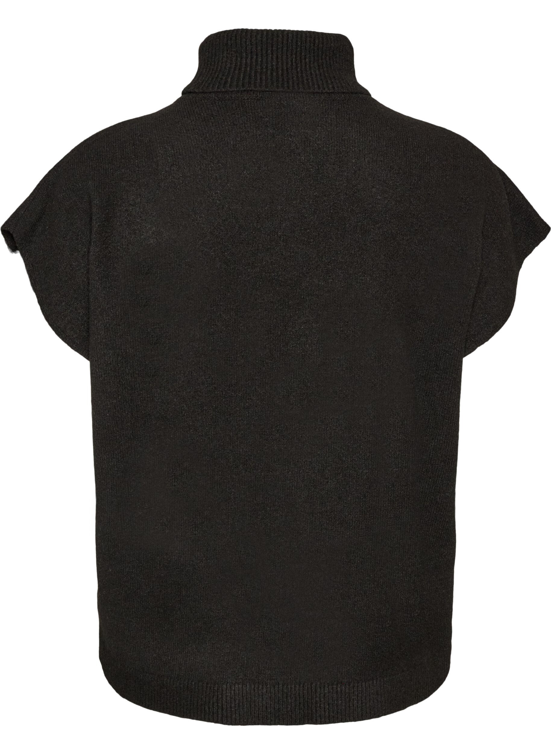 ZizziGebreide vest met col, Zwart, Packshot image number 1