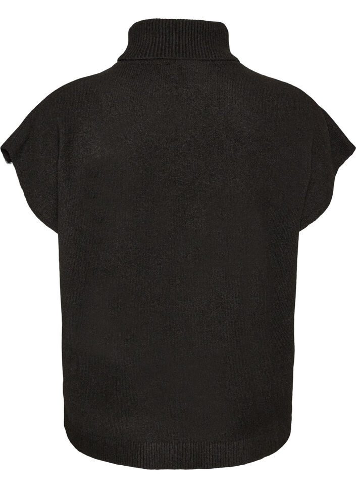 Gebreide vest met col, Zwart, Packshot image number 1