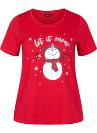 Kerst t-shirt in katoen, Tango Red Snowman