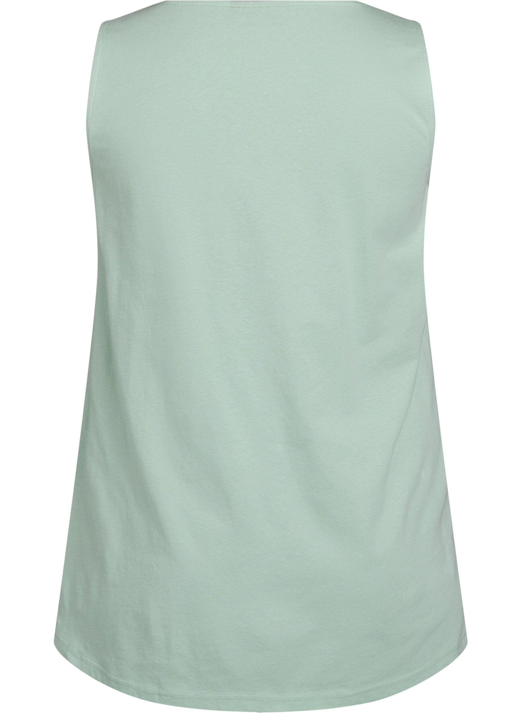 ZizziKatoenen top met a-vorm, Groen, Packshot image number 1