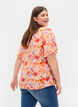 Viscose top met korte mouwen en bloemenprint, Red Orange AOP, Model image number 1
