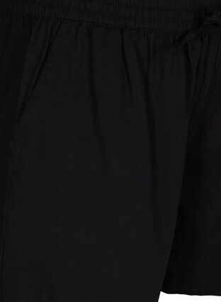 Losse korte broek van katoenmix met linnen, Black, Packshot image number 2