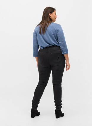 Super slim Amy jeans met split en knopen, Grey Denim, Model image number 1