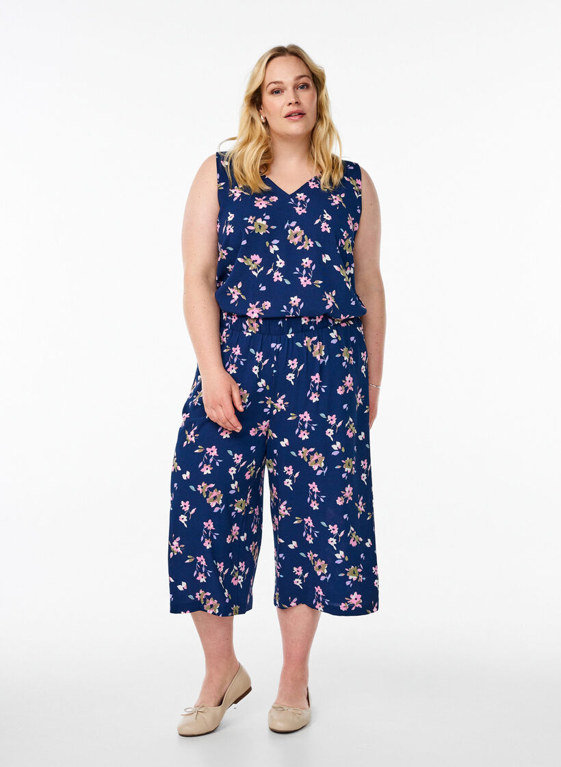 Culotte broek met print, Blauw, Model image number 0