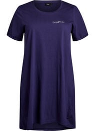 Lang nachthemd-T-shirt in biologisch katoen met print, Blauw