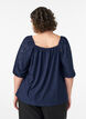 Blouse met korte pofmouwen en een opengewerkt patroon, Blauw, Model image number 2