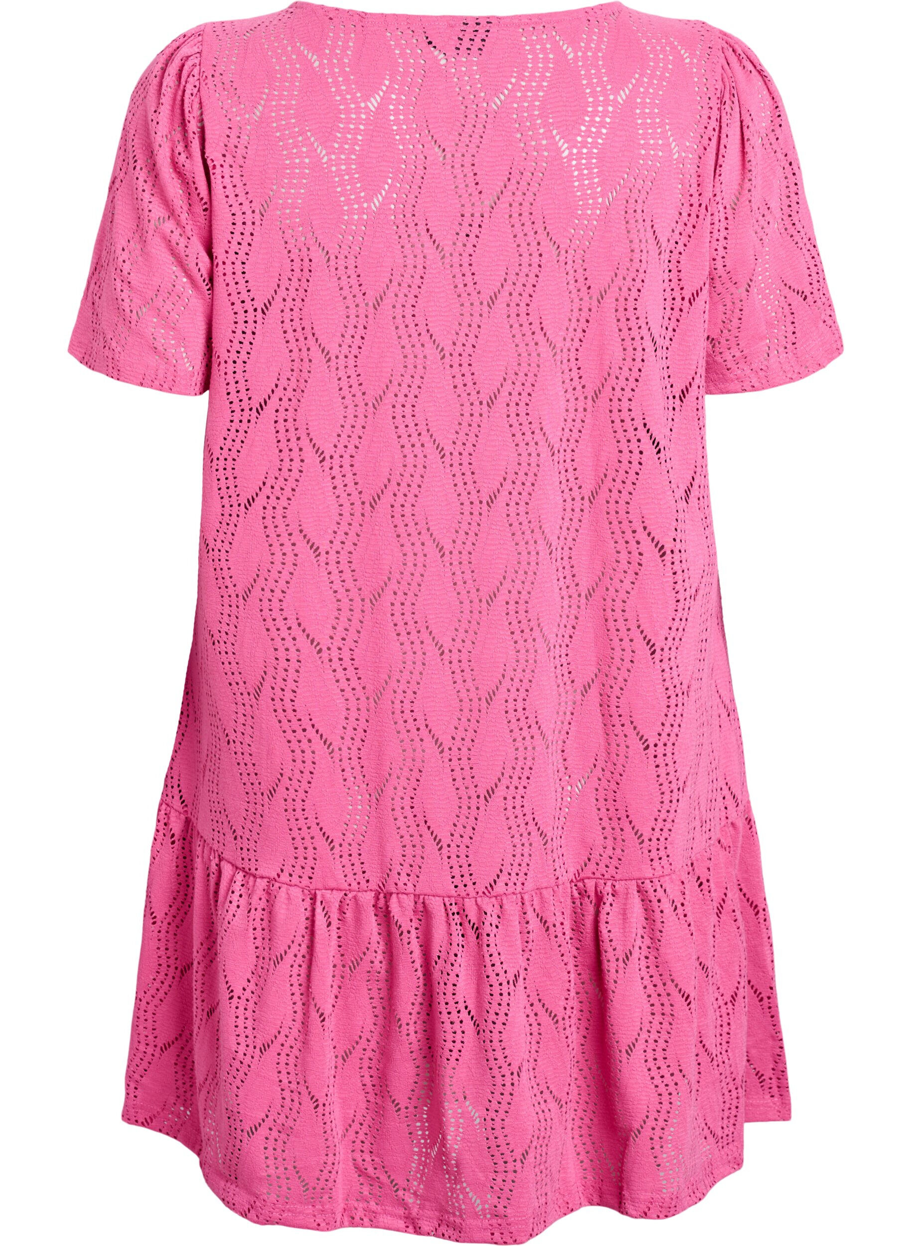 Zizzi Korte jersey jurk met oogjespatroon, Roze, Packshot image number 1