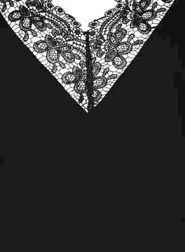 Mouwloze top met v-hals en kant, Black, Packshot image number 2