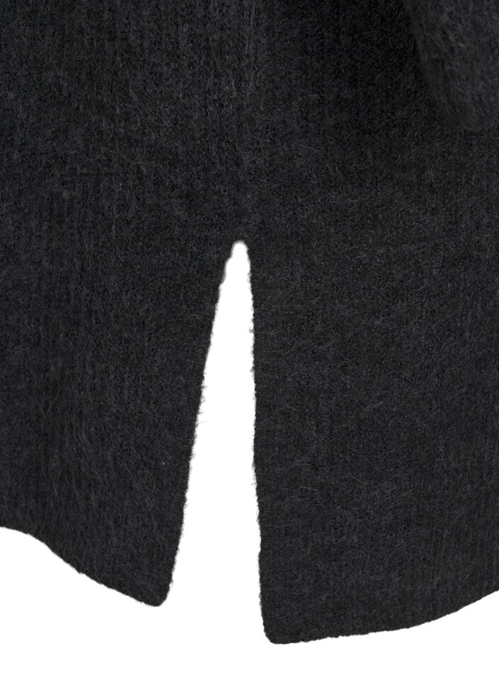 FLASH - Geribde cardigan met splitten, Dark Grey Melange, Packshot image number 3